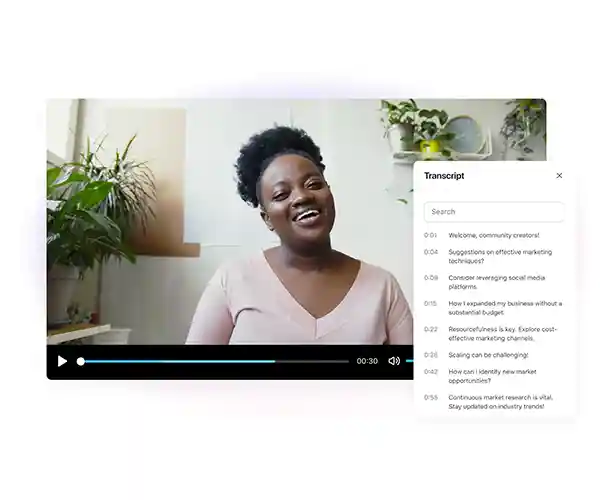 Video Content with Automated Transcriptions